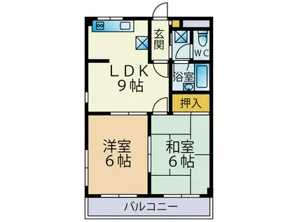 鵜の森ビル(2LDK/3階)の間取り写真