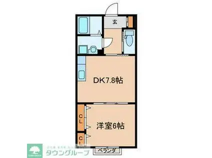 メゾンドール石和(1DK/2階)の間取り写真