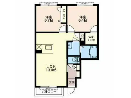 メゾン・ド・オリーブA(2LDK/1階)の間取り写真