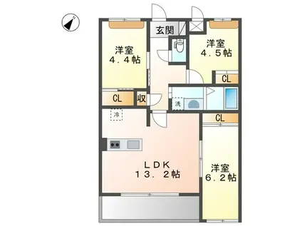 アザレア(3LDK/2階)の間取り写真