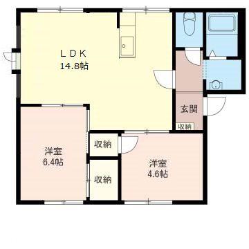 サンハイツフジII(2LDK/1階)の間取り写真