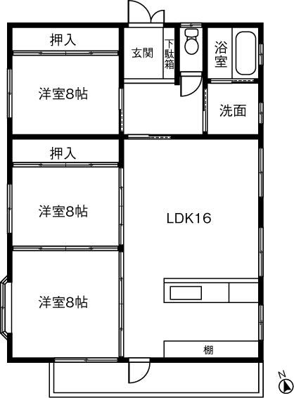 さくらビル(3LDK/3階)の間取り写真