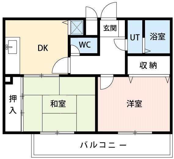 セイント江口(2DK/5階)の間取り写真