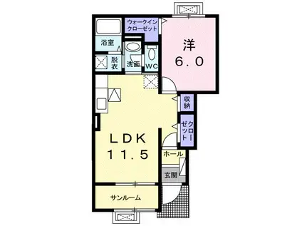カーサグランデIII(1LDK/1階)の間取り写真