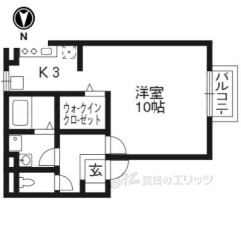 ミュルサンヌ桜(1K/1階)の間取り写真