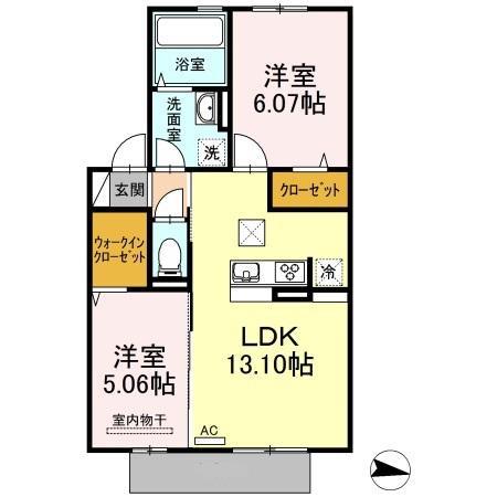 ラヴィベール(2LDK/1階)の間取り写真