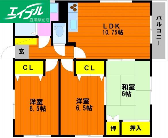 シティハイツフローラ(3LDK/1階)の間取り写真