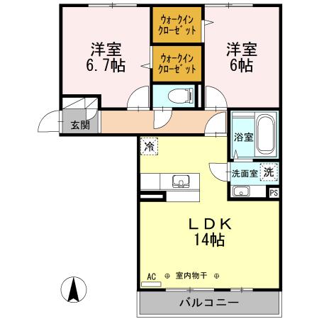 グロリアス(2LDK/2階)の間取り写真