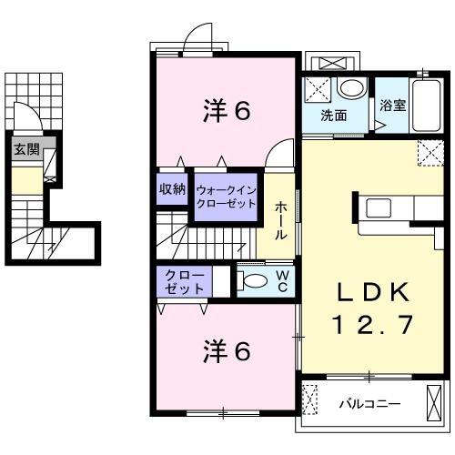 ソラーナS C(2LDK/2階)の間取り写真