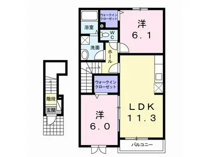 アンジュ・プレッソC(2LDK/2階)の間取り写真