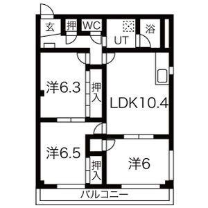 ブラウンハウス(3LDK/1階)の間取り写真