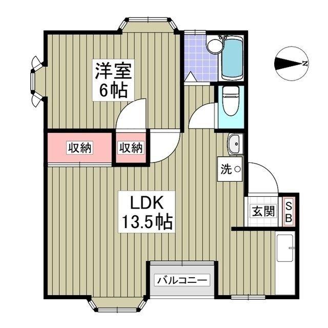 ルビーヒルズC(1LDK/1階)の間取り写真
