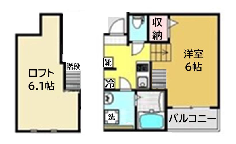 JACK河原町(1K/2階)の間取り写真