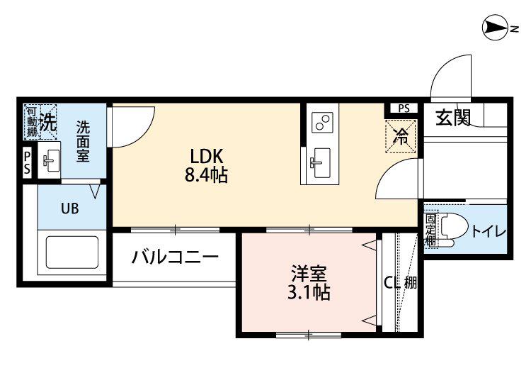 CRASTINE東味鋺3丁目II(1LDK/2階)の間取り写真