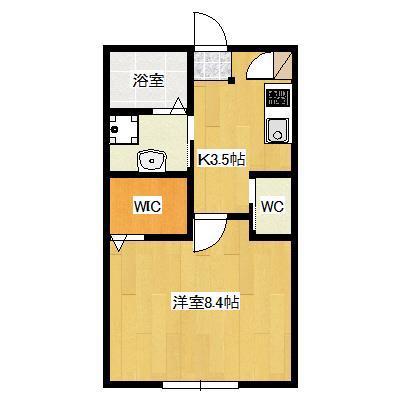JAROW(1K/2階)の間取り写真