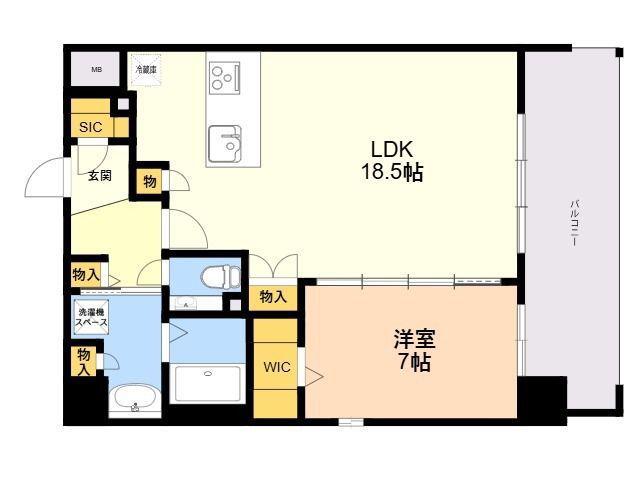 S-RESIDENCE大手門AWESOME(1LDK/5階)の間取り写真