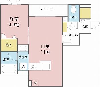 ルッソ野神(1LDK/1階)の間取り写真