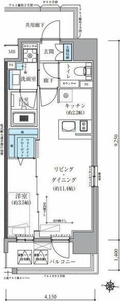 TENAS丸の内(1LDK/13階)の間取り写真