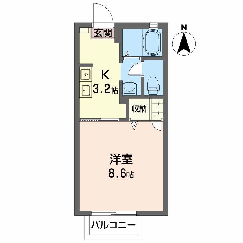 ディアス久保田(1K/1階)の間取り写真