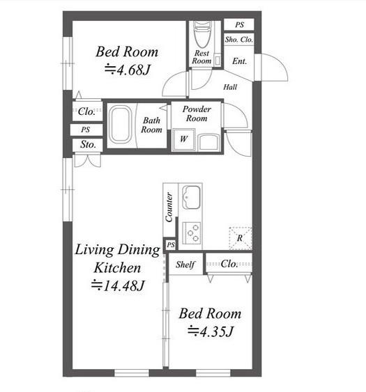 SOLASIA RESIDENCE世田谷代田(2LDK/3階)の間取り写真