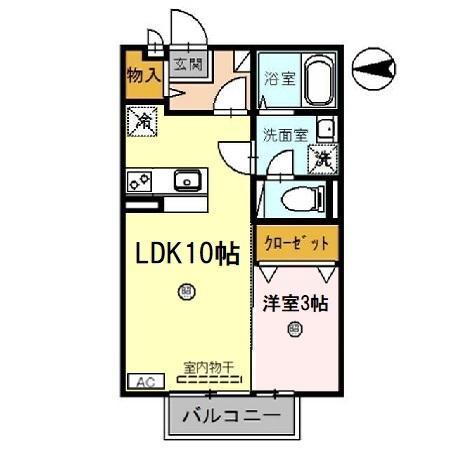 ウエストリバー(1LDK/2階)の間取り写真