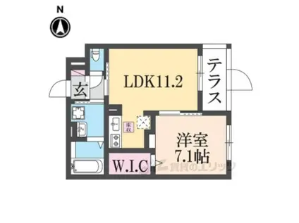 シャルマン唐橋南Ⅱ(1LDK/1階)の間取り写真