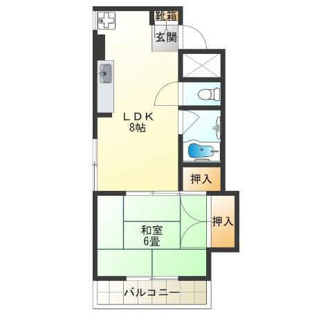 シティハイツ玉出(1LDK/4階)の間取り写真