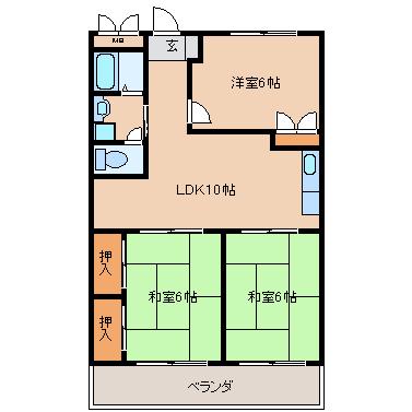 ライトハウス(3LDK/6階)の間取り写真