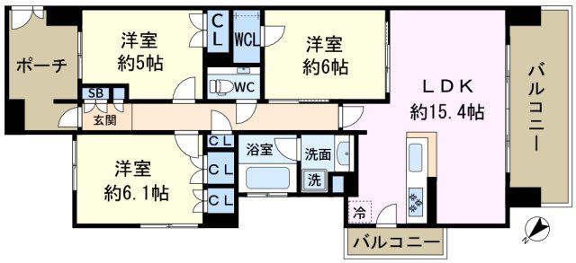 プラウド新小岩(3LDK/10階)の間取り写真