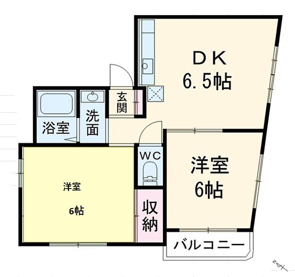 聖ハイツ(2DK/4階)の間取り写真