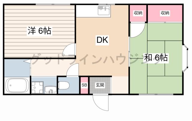 ヴィザ・シャト・社(2DK/2階)の間取り写真