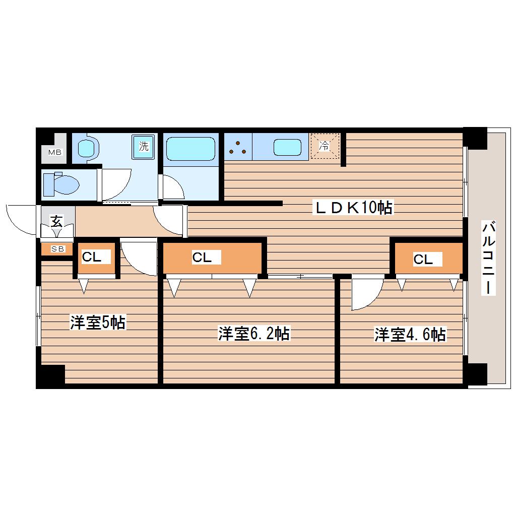 グレースK小田原(3LDK/2階)の間取り写真