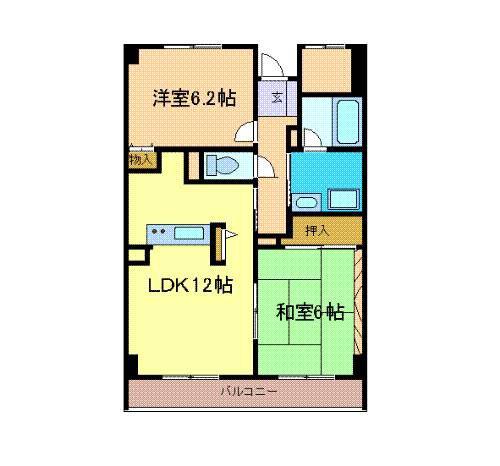 ロイヤルフラット壱番館(2LDK/4階)の間取り写真
