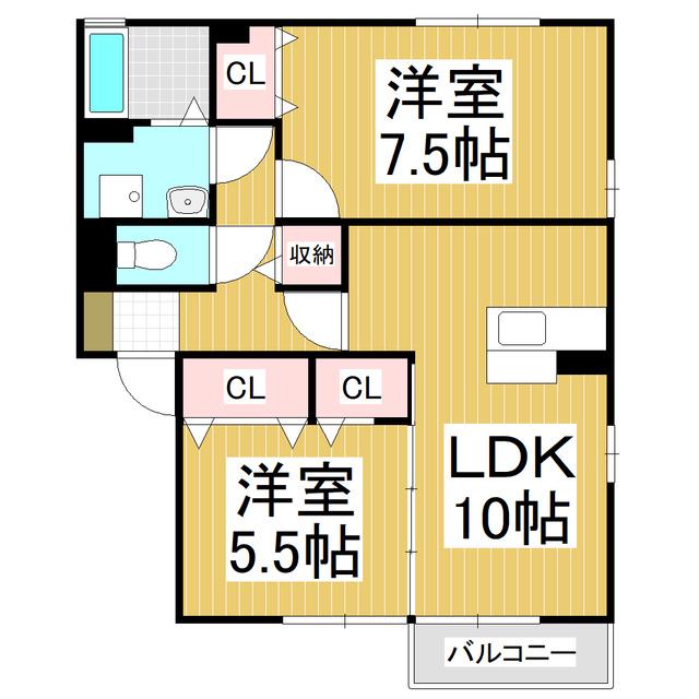カルムコンジェ E(2LDK/1階)の間取り写真