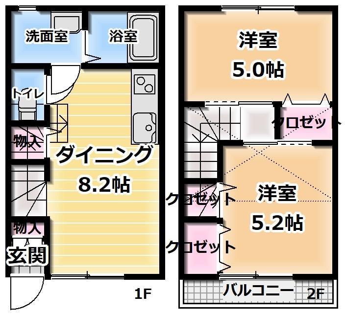 ハイツファイン(2DK/1階)の間取り写真