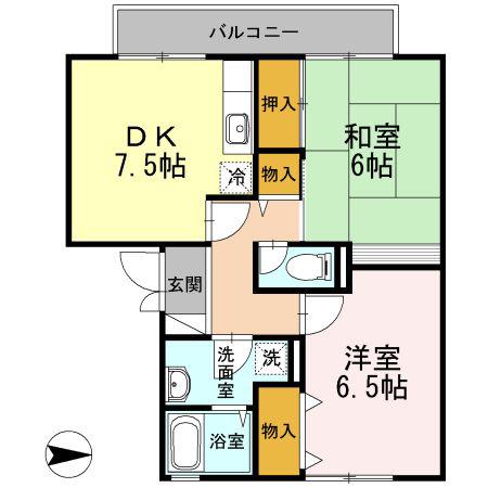 グリーンハウス新伊丹(2DK/2階)の間取り写真