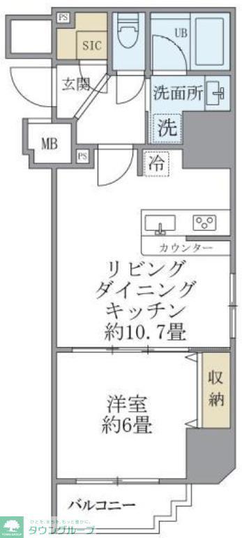 フェリーチェ錦糸町(1LDK/5階)の間取り写真