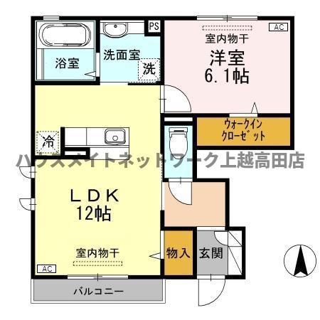 妙高はねうまライン 高田駅(新潟) 徒歩27分 2階建 築12年(1LDK/1階)の間取り写真
