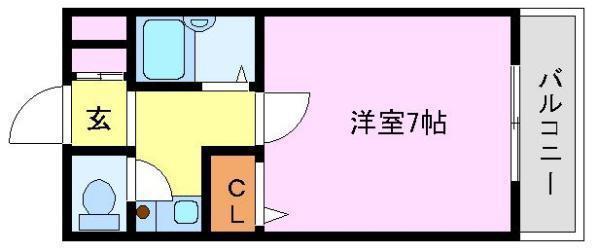昌和富木(1K/2階)の間取り写真