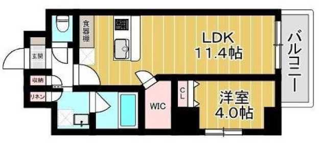 ムーム蔵前(1LDK/4階)の間取り写真