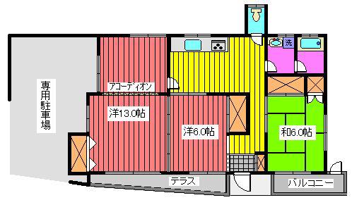 光映ハイツ(3DK/1階)の間取り写真