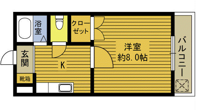 ジョイフル政所(1K/2階)の間取り写真