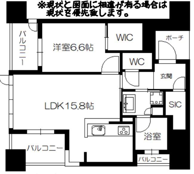 グランドメゾン京町堀タワー(1LDK/21階)の間取り写真