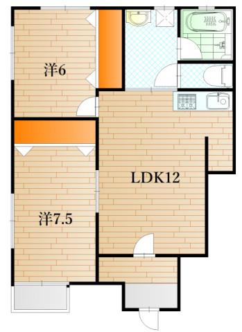 サウスタウン(2LDK/1階)の間取り写真