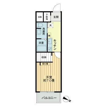 トーカンマンション五島町(1K/2階)の間取り写真