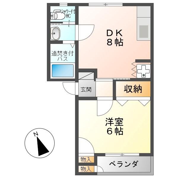 パールハイツA(1DK/1階)の間取り写真