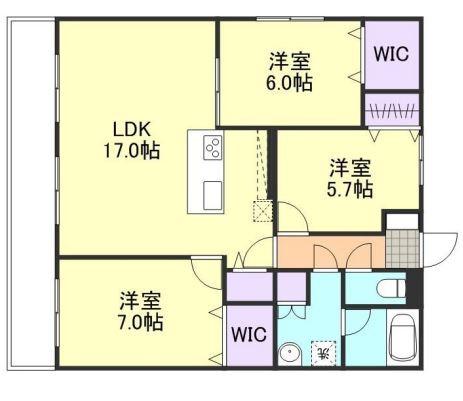 ウエストパーク(3LDK/3階)の間取り写真