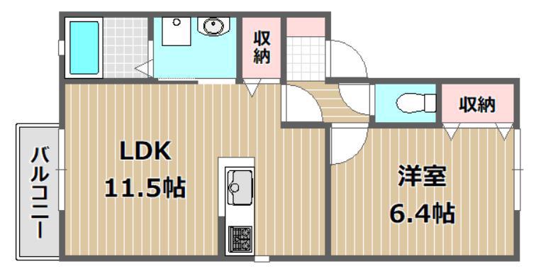 モデラートNEO B棟(1LDK/1階)の間取り写真