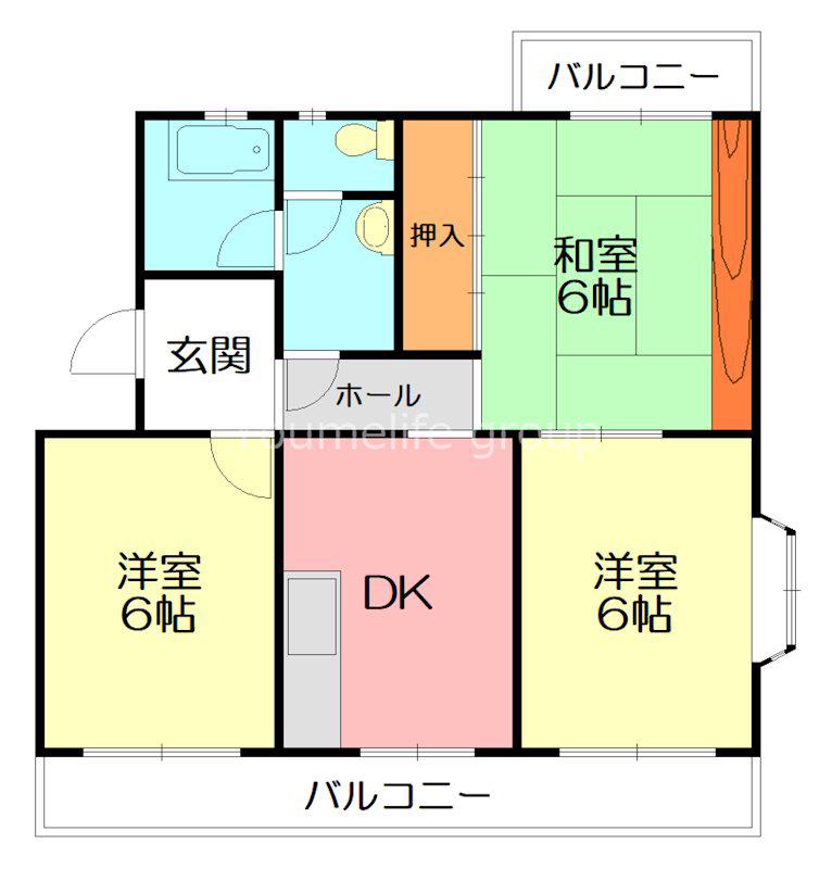 マンションひまわり(3DK/2階)の間取り写真