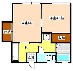 横山荘(2K/1階)の間取り写真